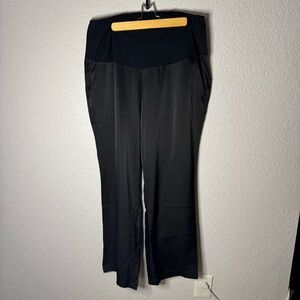 NWOT GAP Maternity Full Belly Panel Black Satin Trousers Size XL Formal Holiday